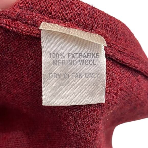 Talora Merino Wool Turtleneck Sweater Raglan Sleeves Red Size Large Holiday - Picture 9 of 9